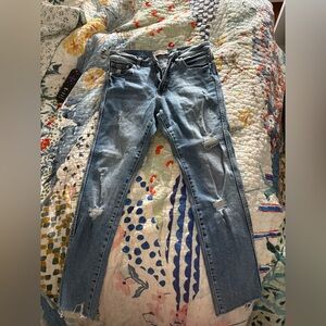 Gap Blue Slim Straight Distressed Jeans